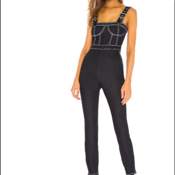 New WeWoreWhat x Revolve Corset Denim Overalls NWT XS - Picture 2 of 9